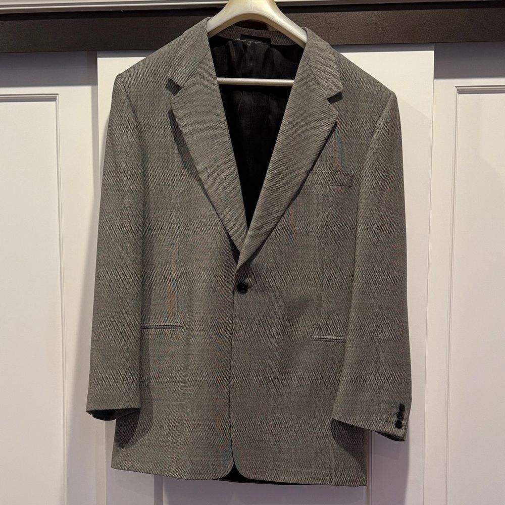 Jhane Barnes Gray Textured Suit 42L Jacket 36 Waist Long Pants 2 Piece